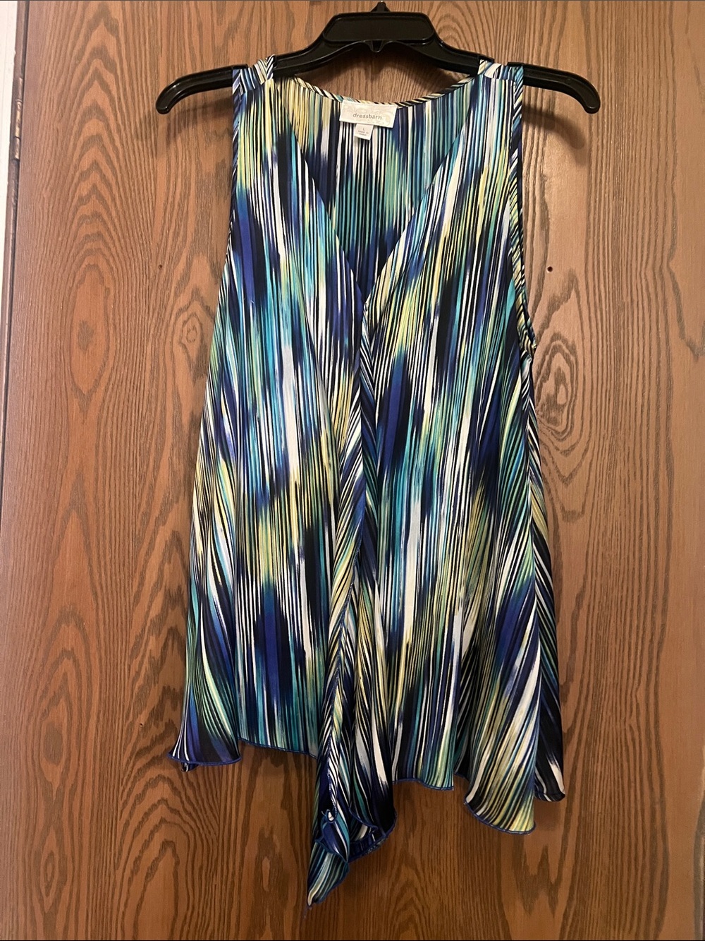 dressbarn Blue Teal White Striped Asymmetrical Skirt